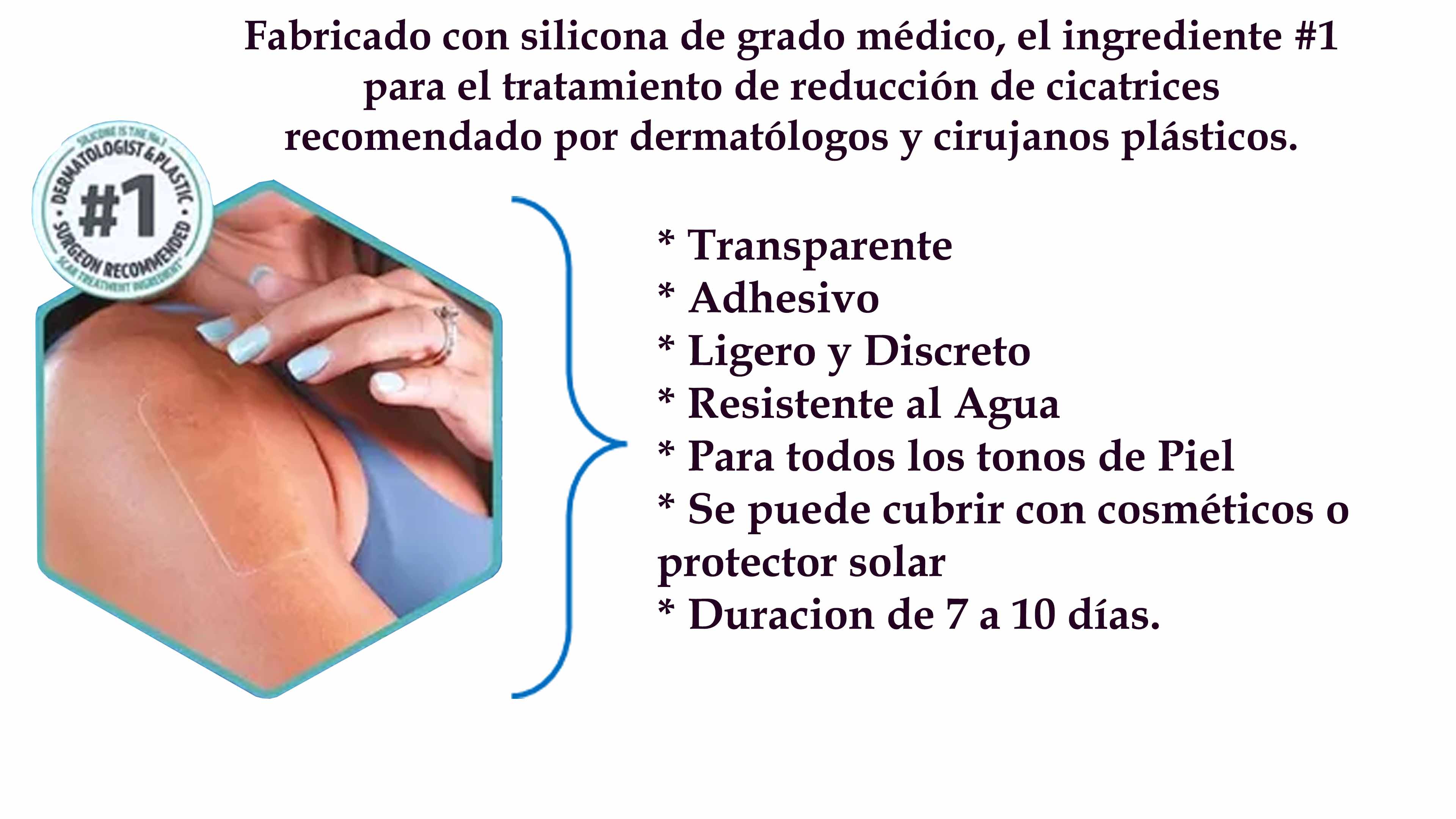 Parche de Silicon Tranparente ScarAway Elimina Cicatrices 6pz 