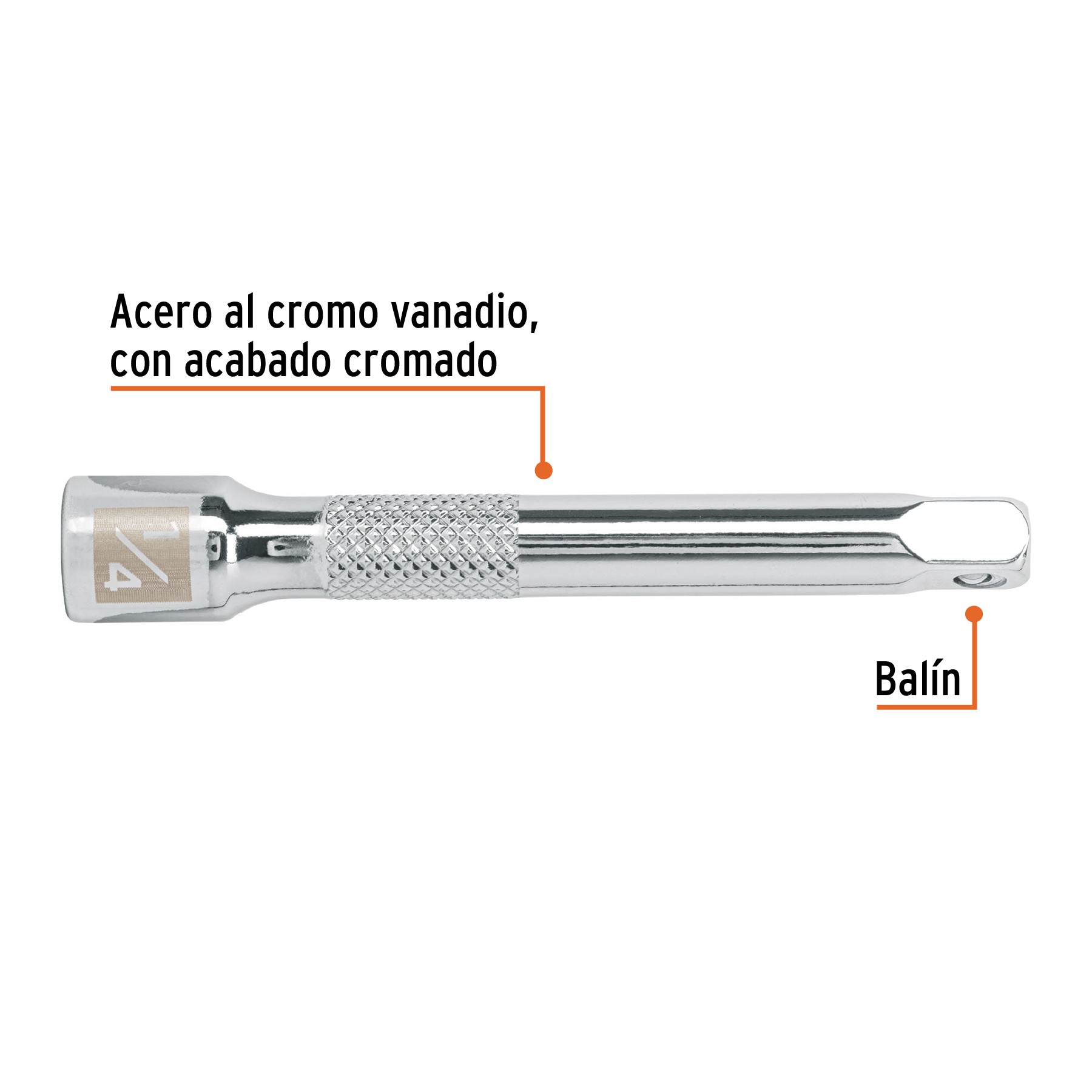 EXTENSIÓN DE 3" PARA MATRACA, CUADRO 1/4", TRUPER 13218
