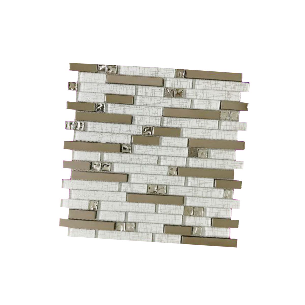 Malla / cenefa / Mosaico decorativa 100% cristal mod. ITALIA DETALLES cromados