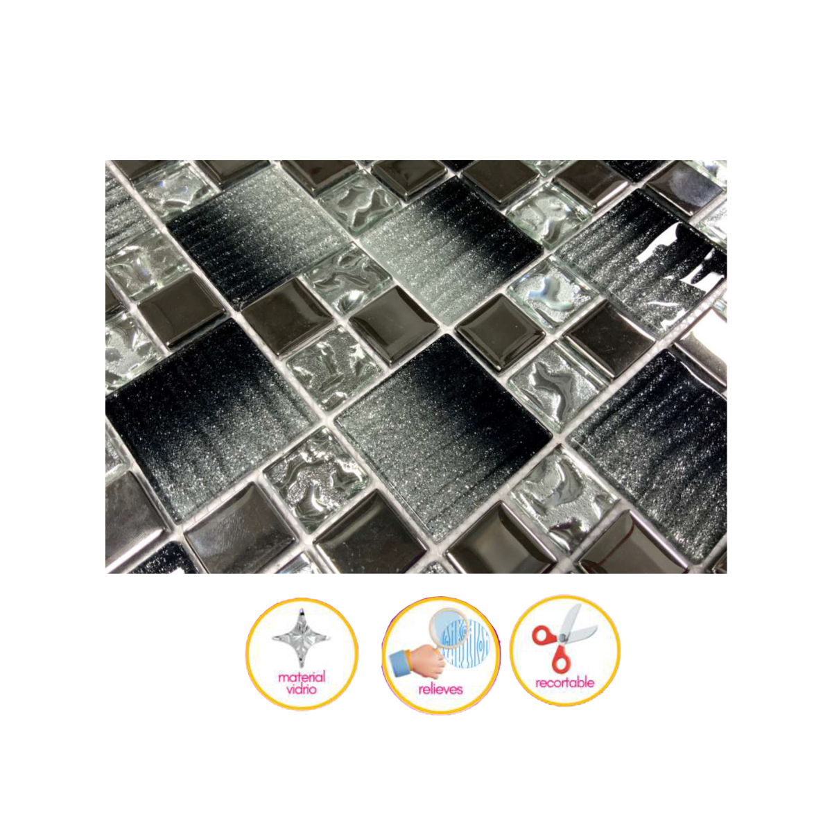 Malla / cenefa / Mosaico decorativa 100% cristal mod. TERE 30X30CM