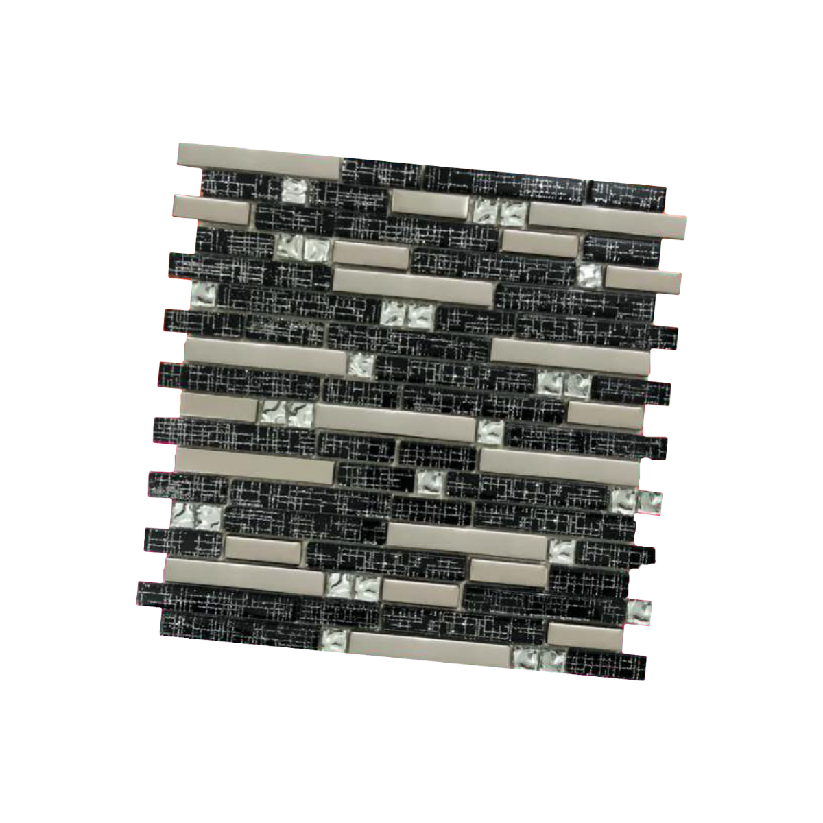 Malla / cenefa / Mosaico decorativa 100% cristal mod. PLANET DETALLES cromados