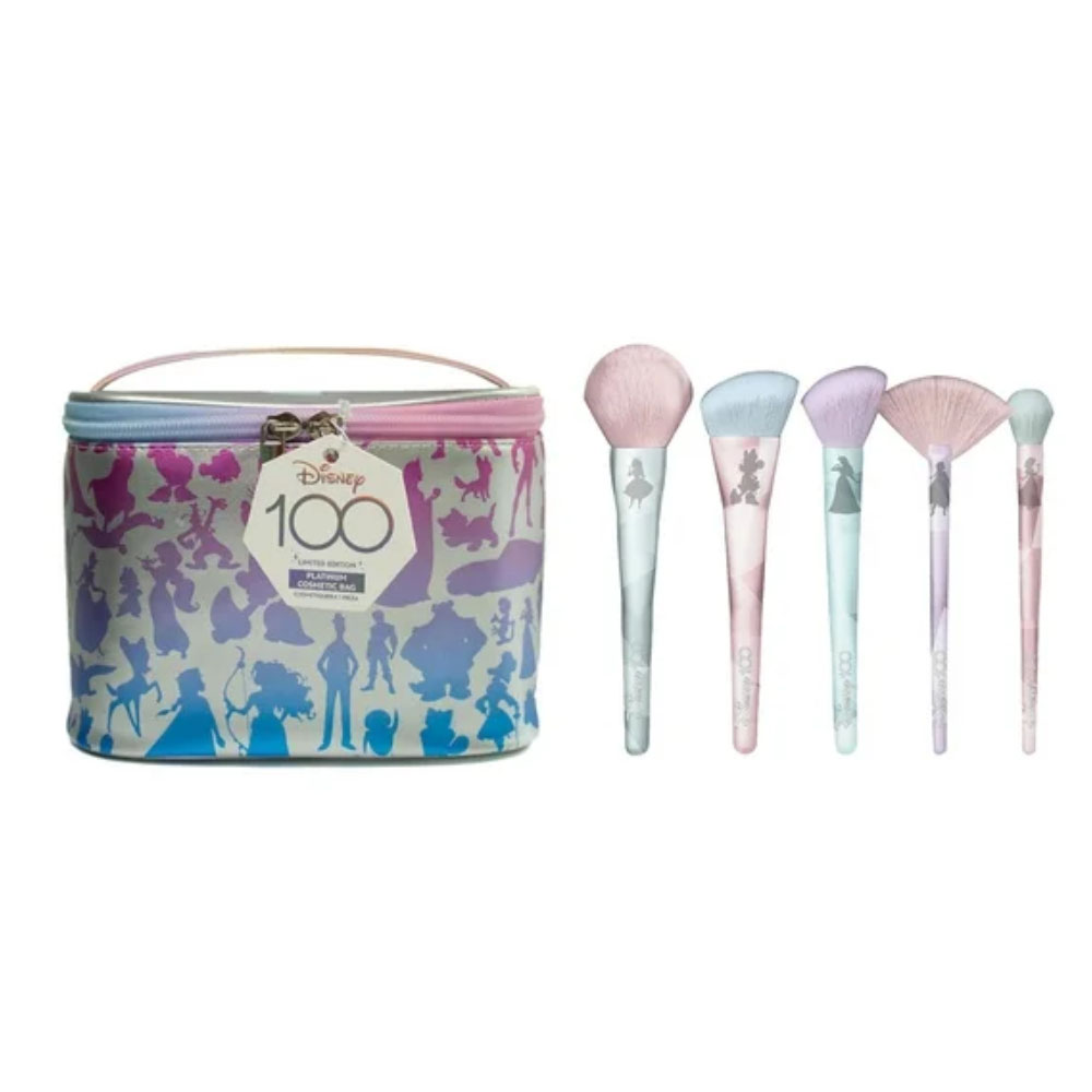 Set Brochas Disney Con Cosmetiquera Platino 100 Aniversario