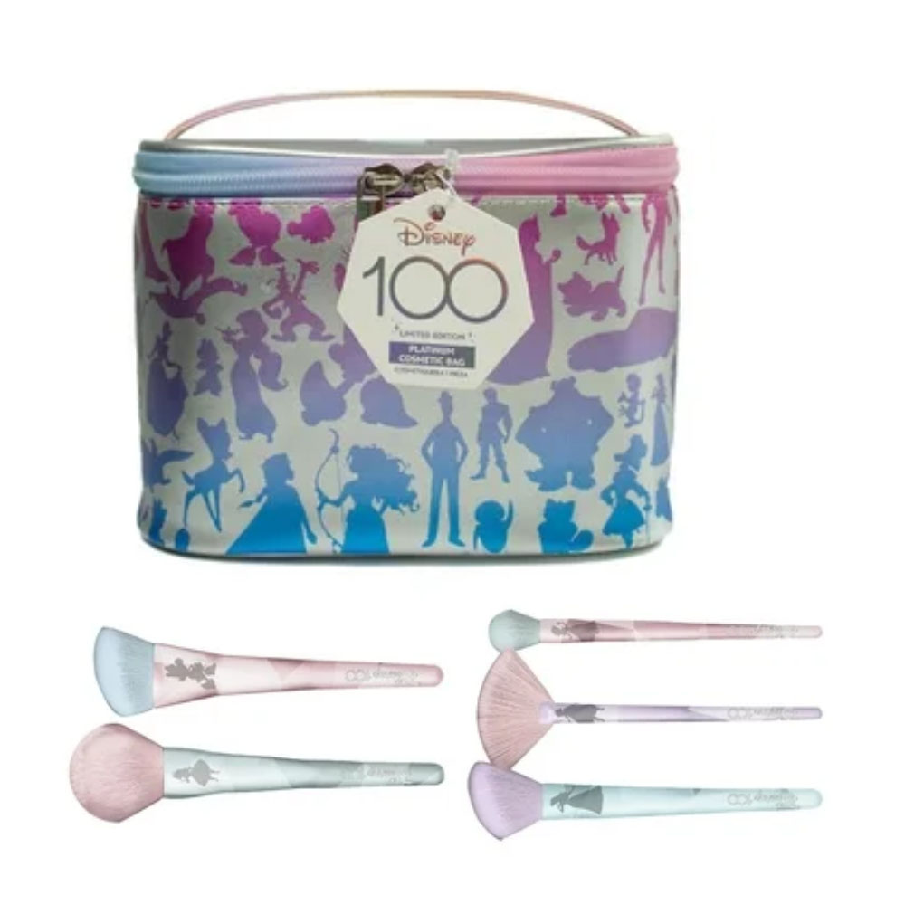 Set Brochas Disney Con Cosmetiquera Platino 100 Aniversario