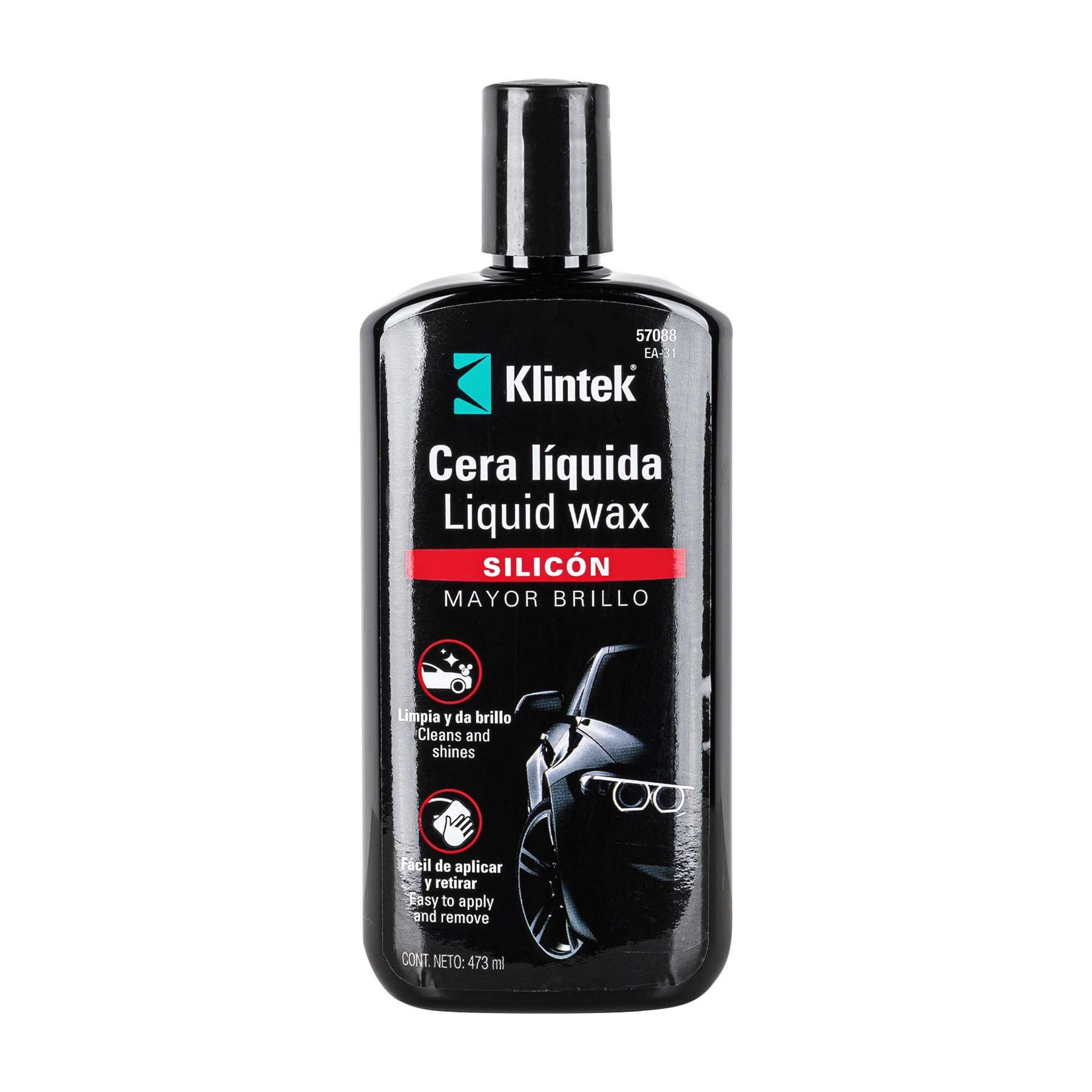 CERA LÍQUIDA DE SILICÓN PARA AUTO, 473 ML, KLINTEK 57088