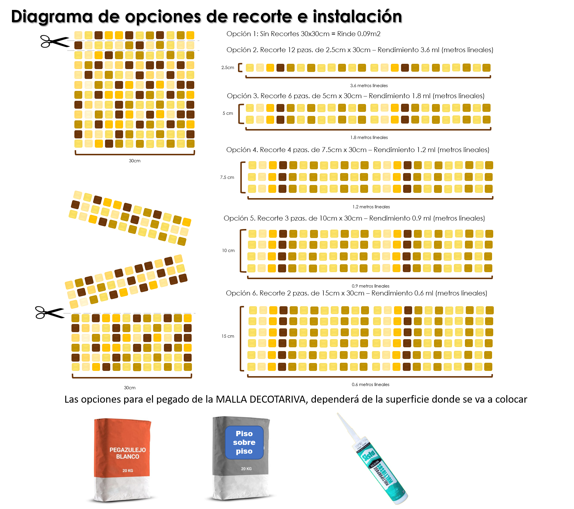 Malla / cenefa / Mosaico decorativa 100% cristal tonos café y amarillo 30x30cm mod. Oviedo