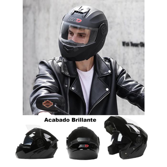 Casco Diseño Cómodo MXBLN-001-1 1Pza Negro DOT Talla S Abatible Casco Motociclista BLDShineBlack