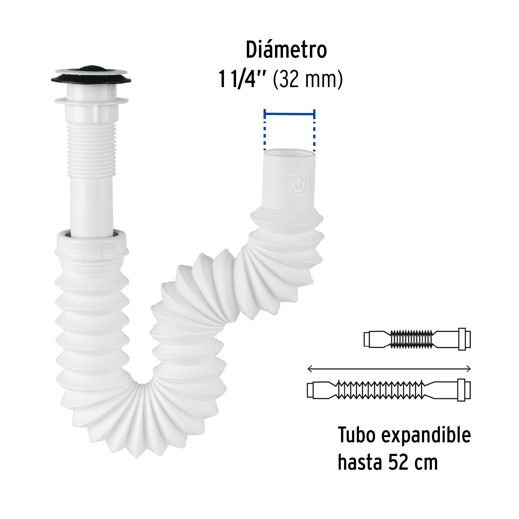 CÉSPOL FLEXIBLE 1-1/4", CONTRA, POLIPROPILENO, PARA LAVABO FOSET 49365