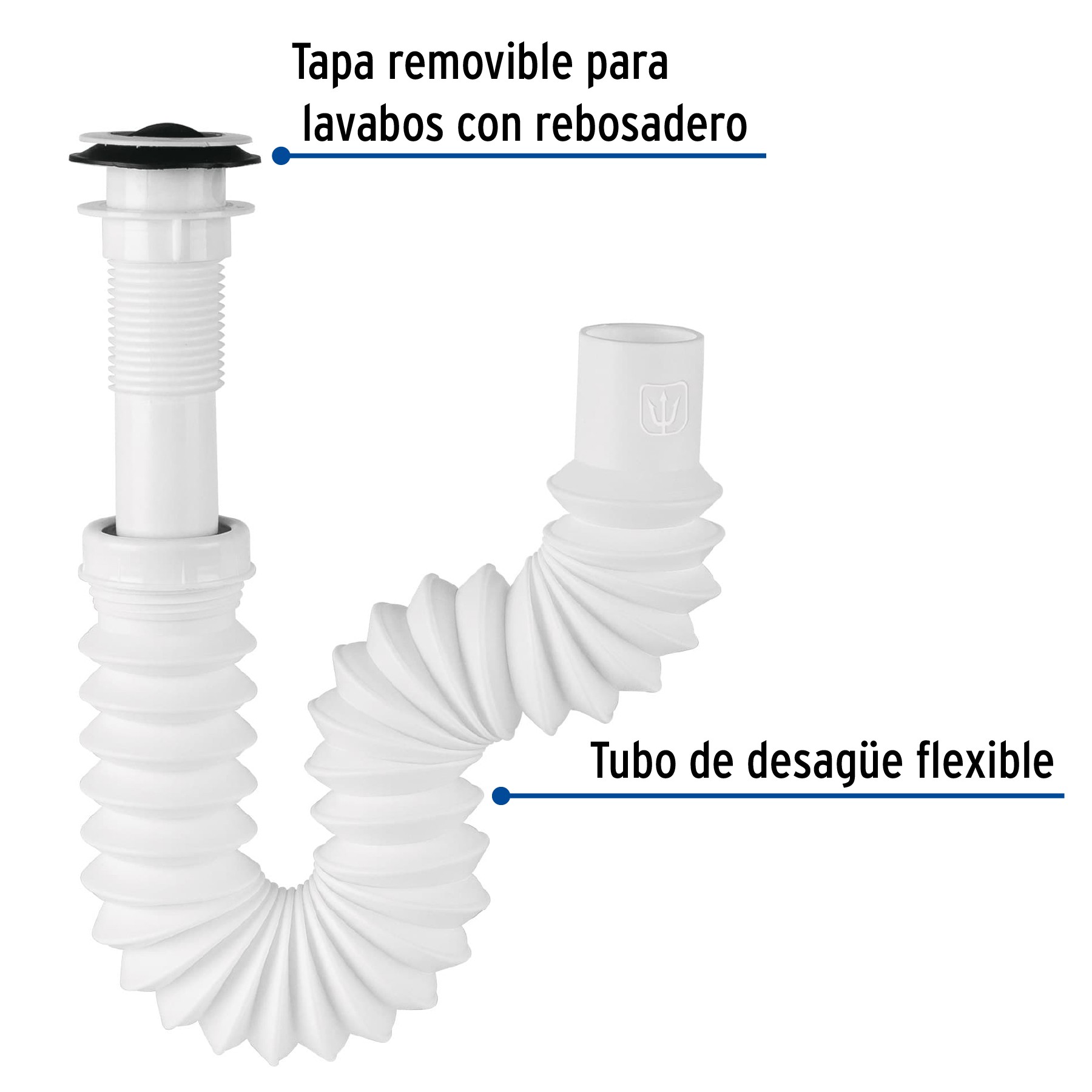 CÉSPOL FLEXIBLE 1-1/4", CONTRA, POLIPROPILENO, PARA LAVABO FOSET 49365