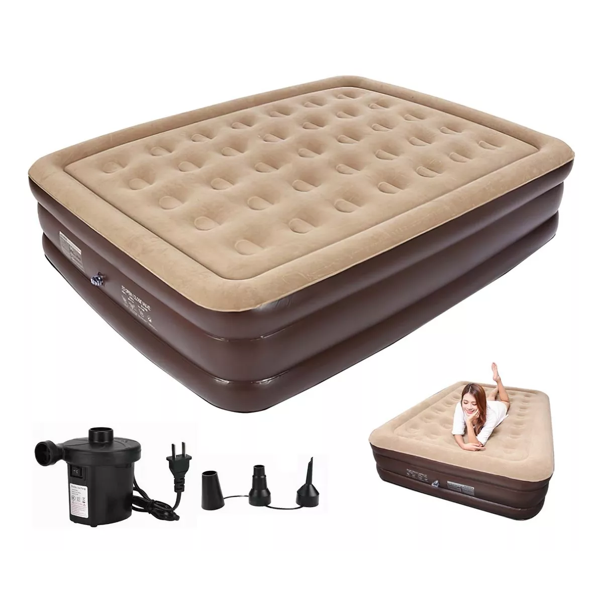 Colchon Inflable Queen Size Con Bomba Eléctrica Incluida