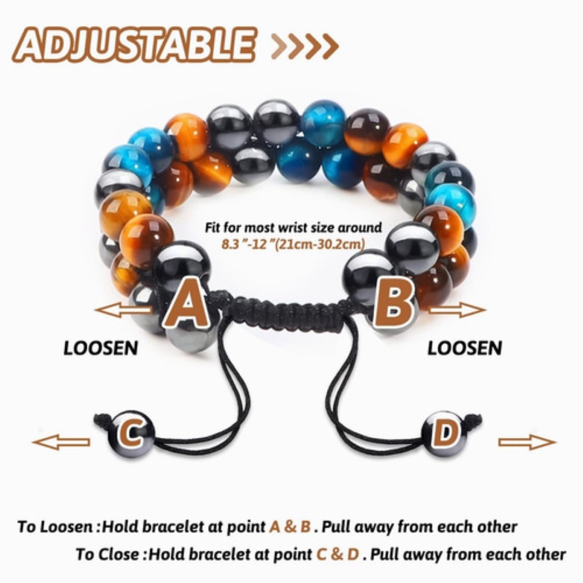 Pulsera Joyeria Obsidiana Ojo Tigre Hematitas Buena Suerte Varios Colores