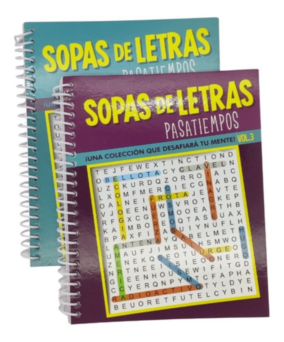 Set De 4 Sopas De Letras Pasatiempos, Multicolor