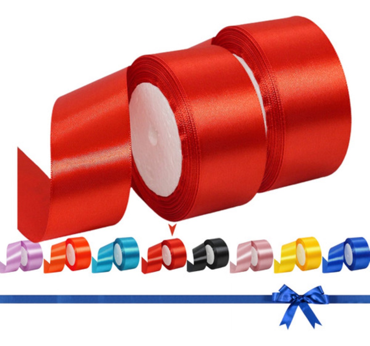 2 Rollos Popotillo Listón Barrotado 3.8 Cm. 45 Metros. rojo