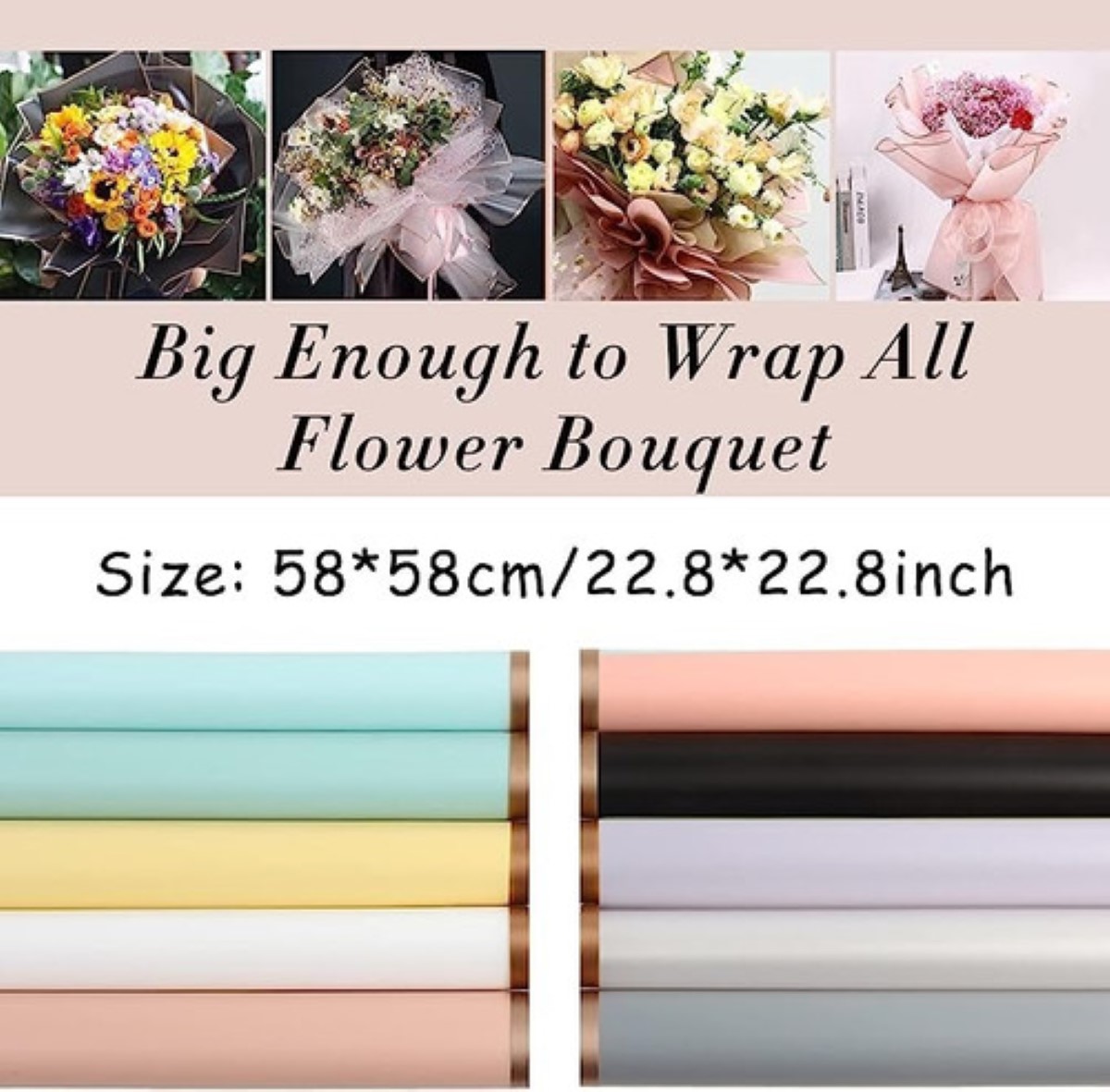 20 Hojas Papel Coreano Para Ramos Bouquet Floral Traslúcido 001Verde