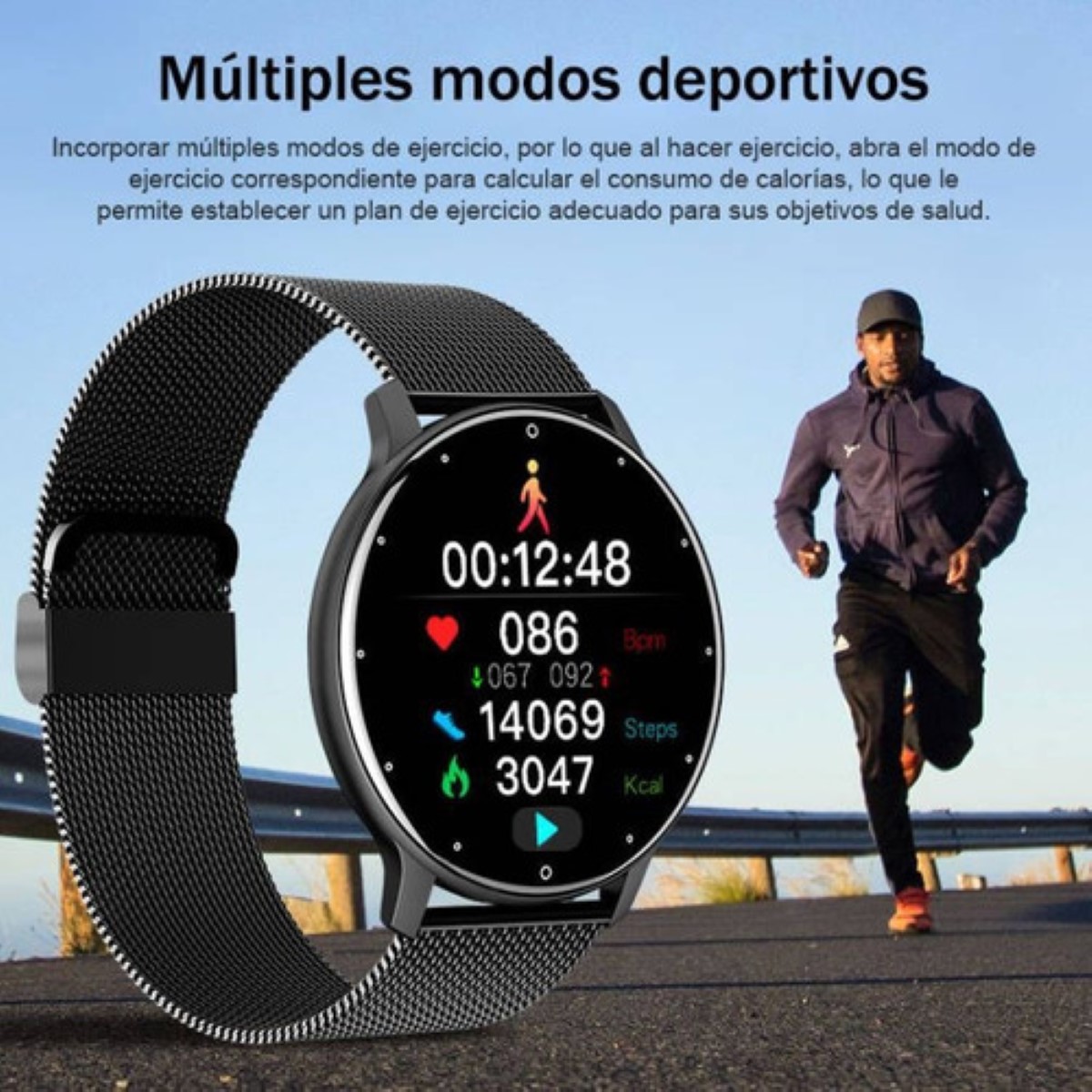 Reloj Inteligente Resistente Al Agua Con Bluetooth, Color Negro
