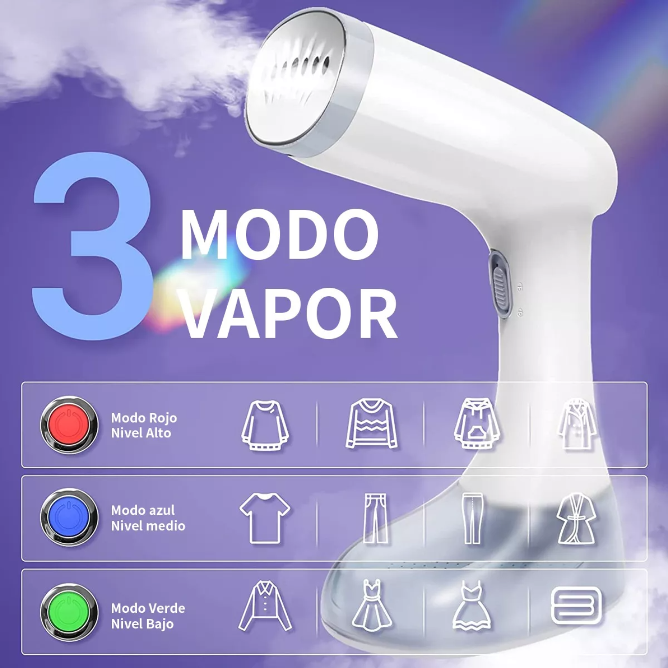 Plancha De Vapor Portátil Mano Ajustable 3 Marchas Vertical