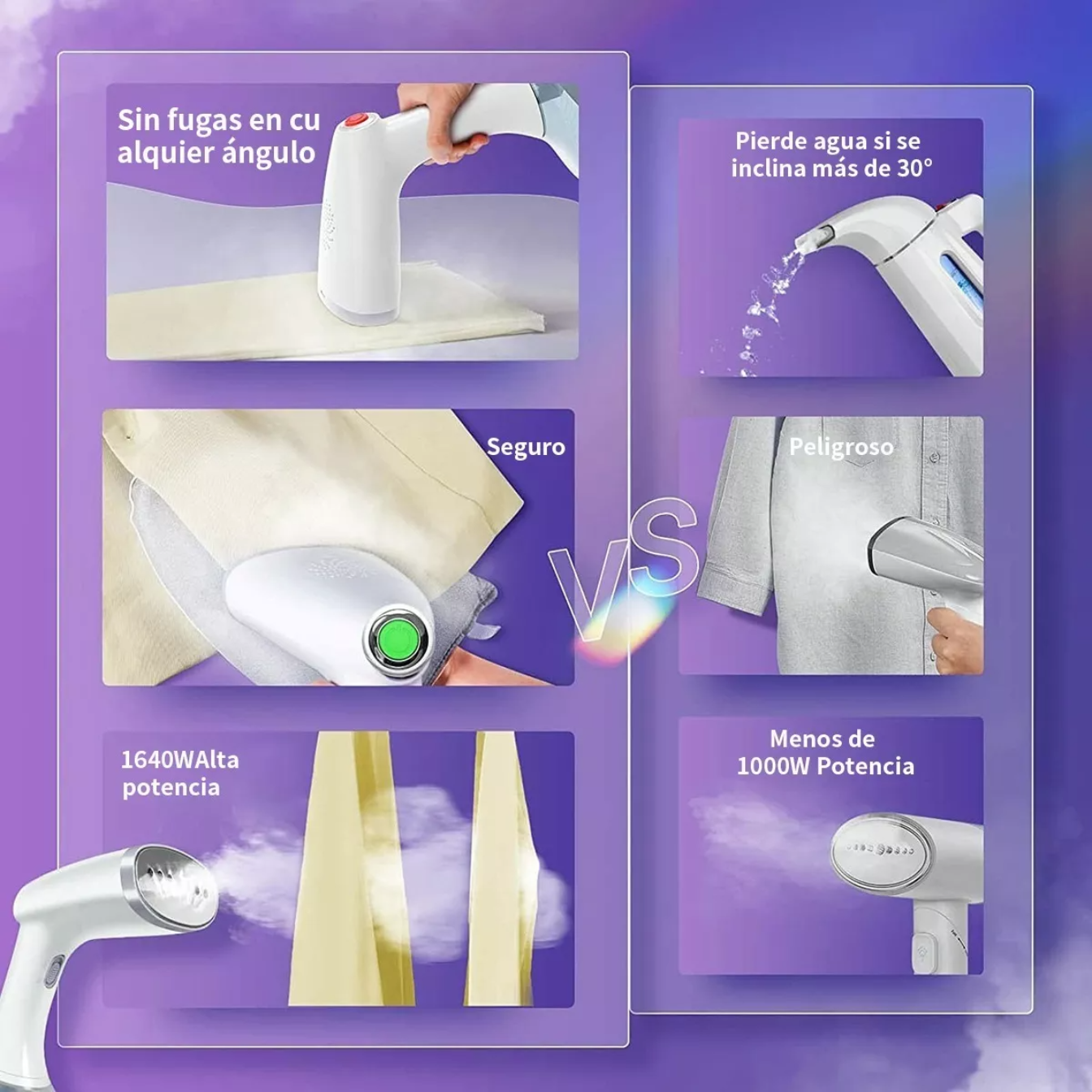 Plancha De Vapor Portátil Mano Ajustable 3 Marchas Vertical