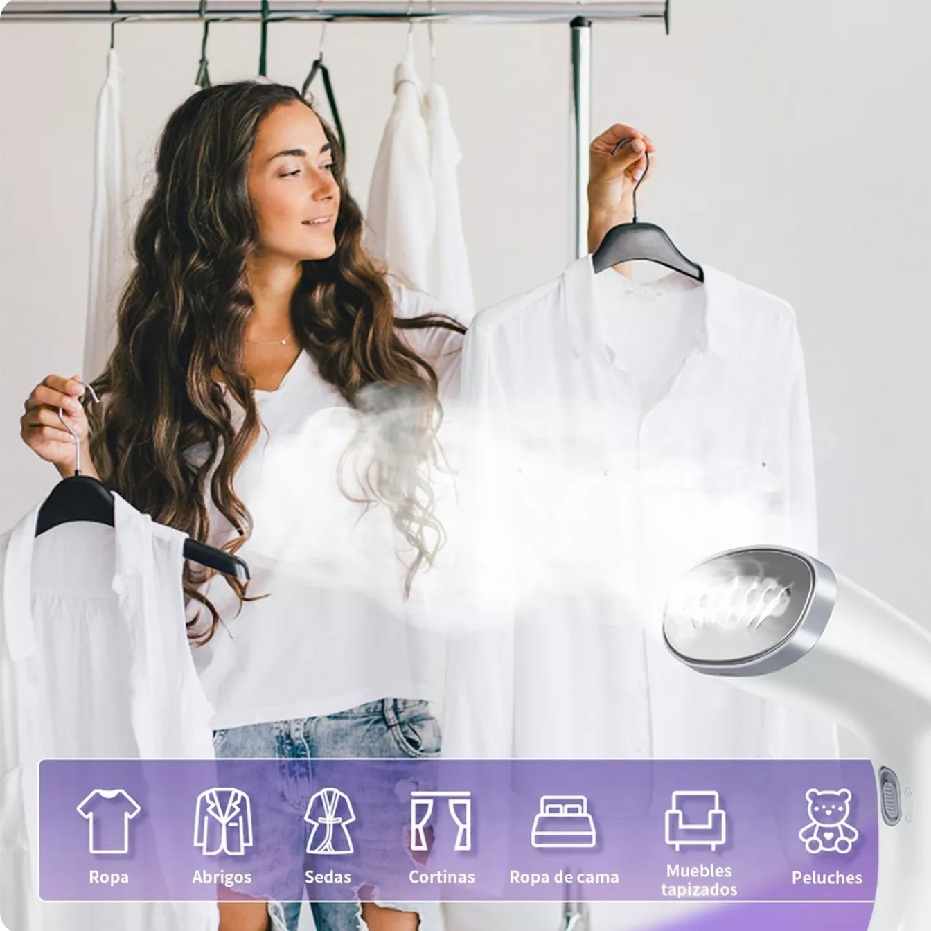 Plancha De Vapor Portátil Mano Ajustable 3 Marchas Vertical