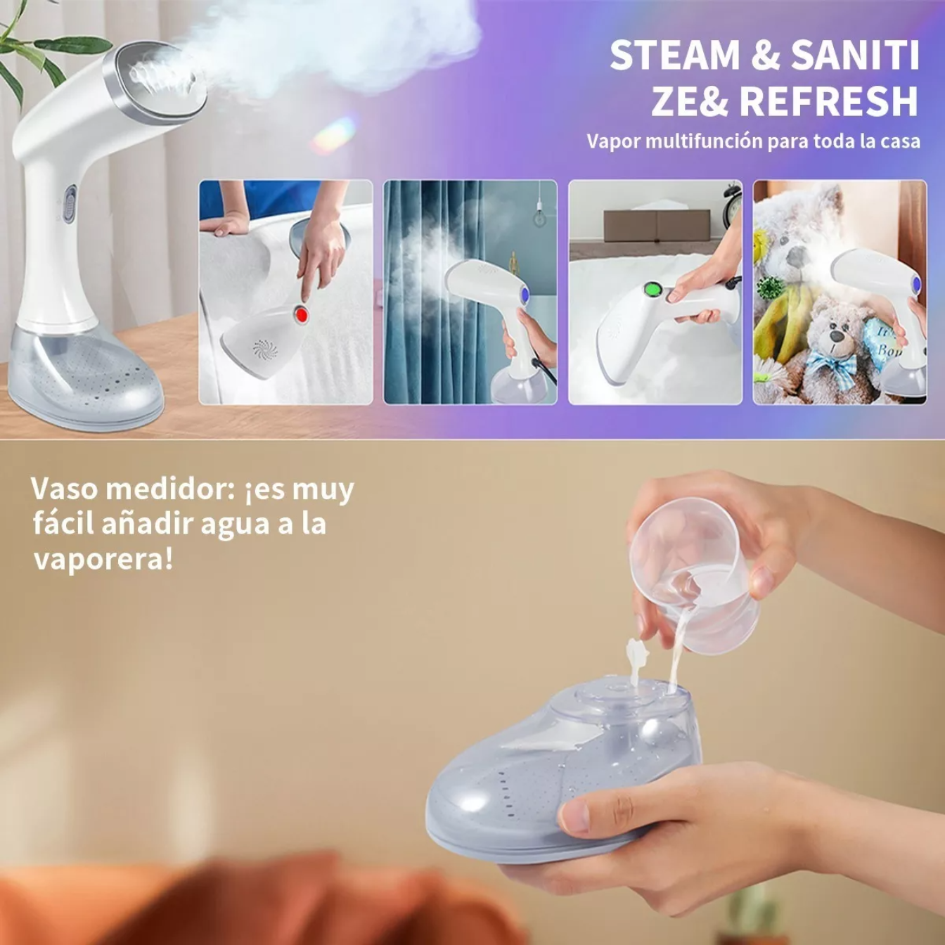 Plancha De Vapor Portátil Mano Ajustable 3 Marchas Vertical