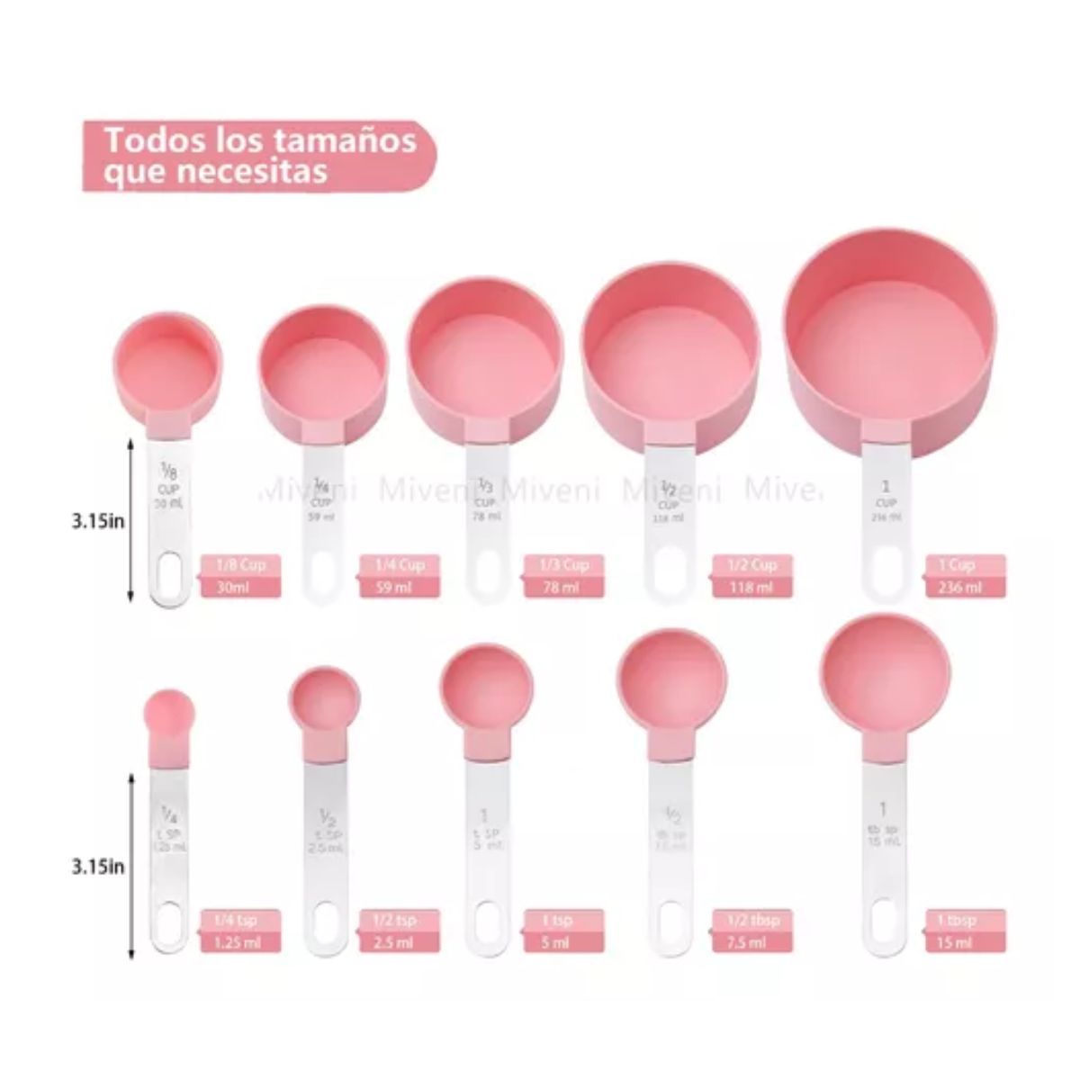Tazas Medidoras Y Cucharas De Reposteria Cocina 10 Pcs rosa 