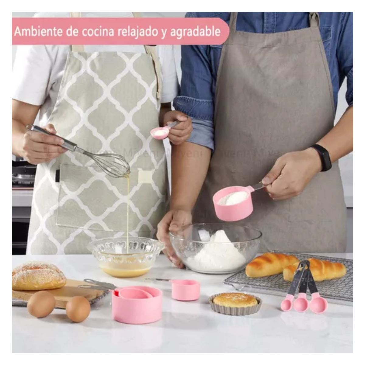 Tazas Medidoras Y Cucharas De Reposteria Cocina 10 Pcs rosa 