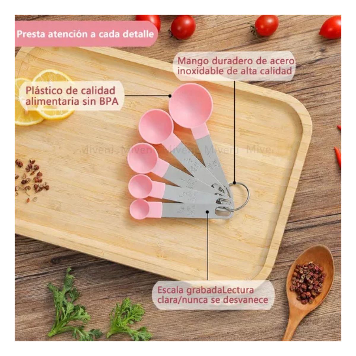 Tazas Medidoras Y Cucharas De Reposteria Cocina 10 Pcs rosa 