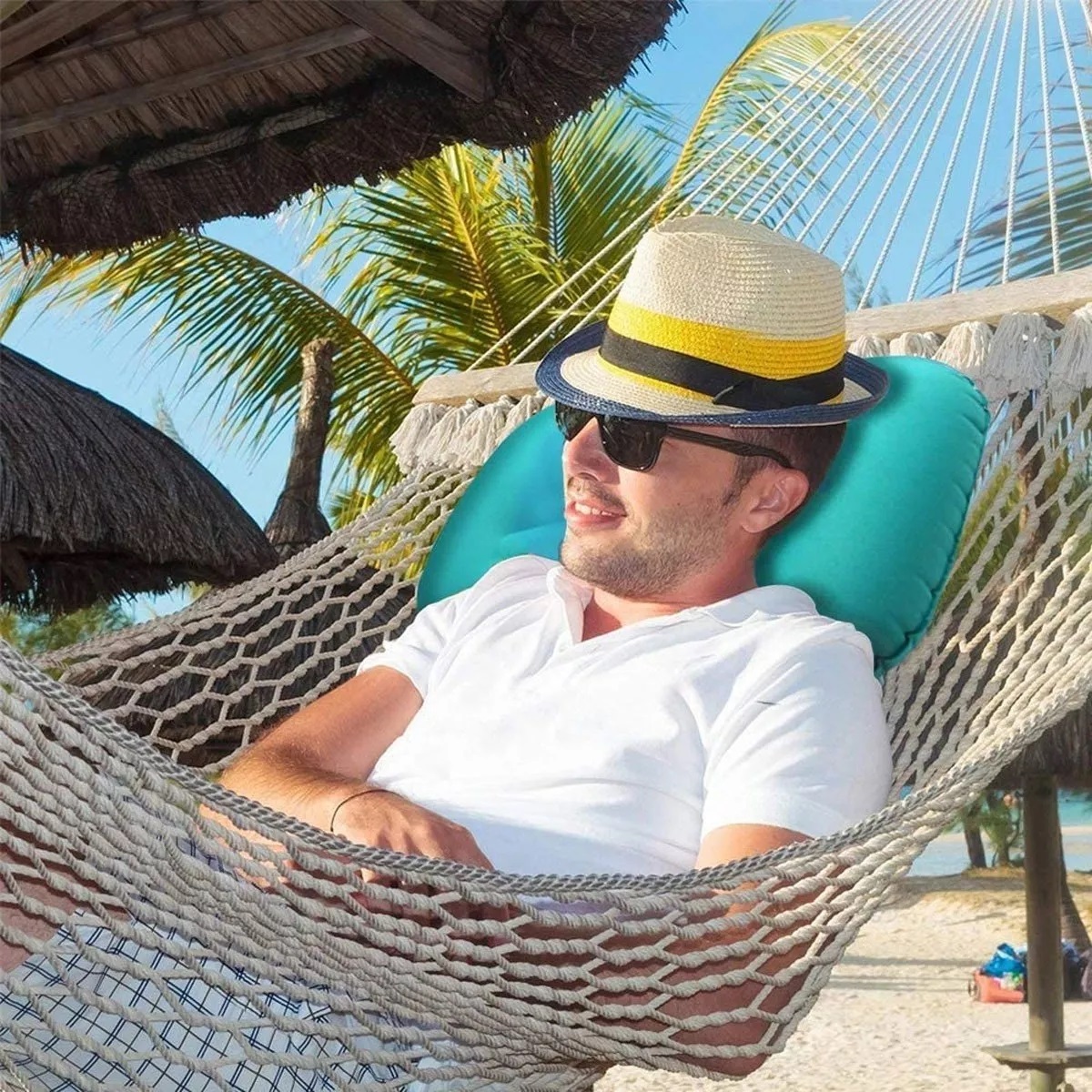 Almohada Hinchable Apta Para El Camping Y La Playa Verde