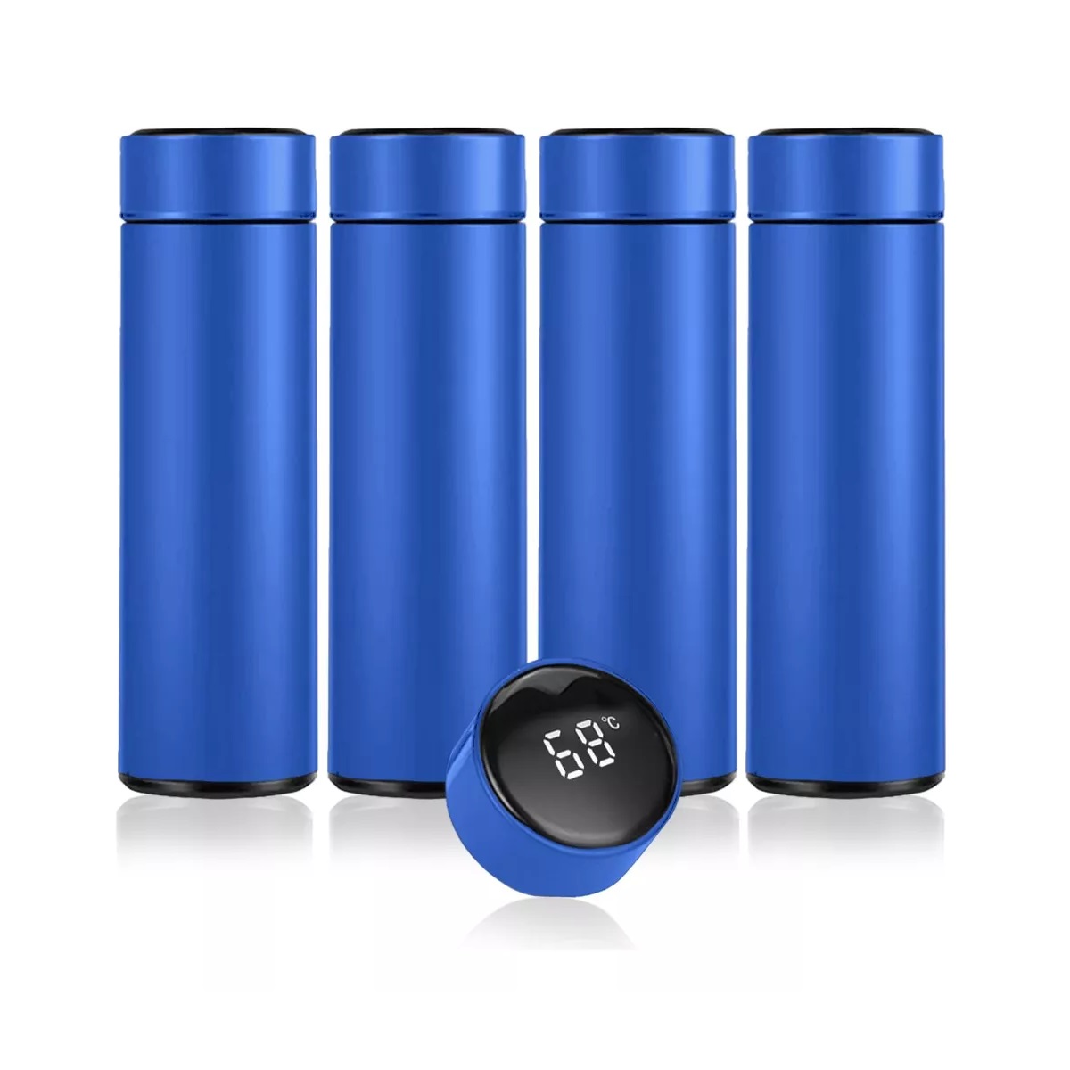 Set Termo Digital Inteligente De Acero Inoxidable 500ml 4 Pack Azul