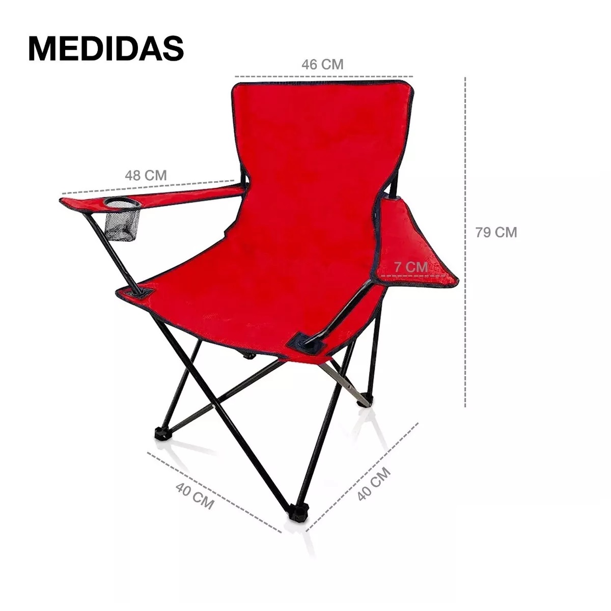 Set 4 Piezas Silla Para Acampar Plegable Camping Playa Y Pesca Rojo