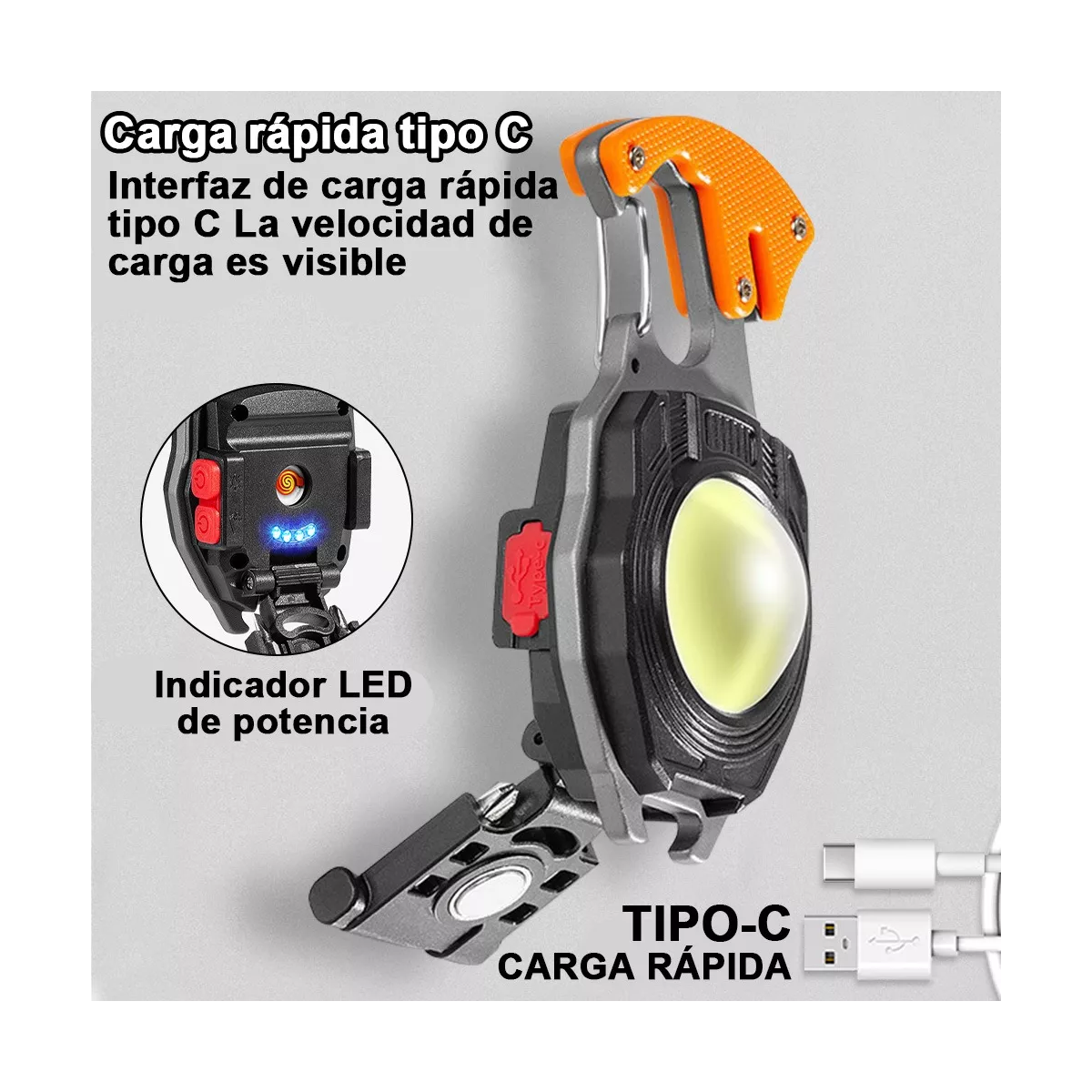 LINTERNA LED ESPECIAL MECÁNICOS 4W RECARGABLE CON BASE CARGA