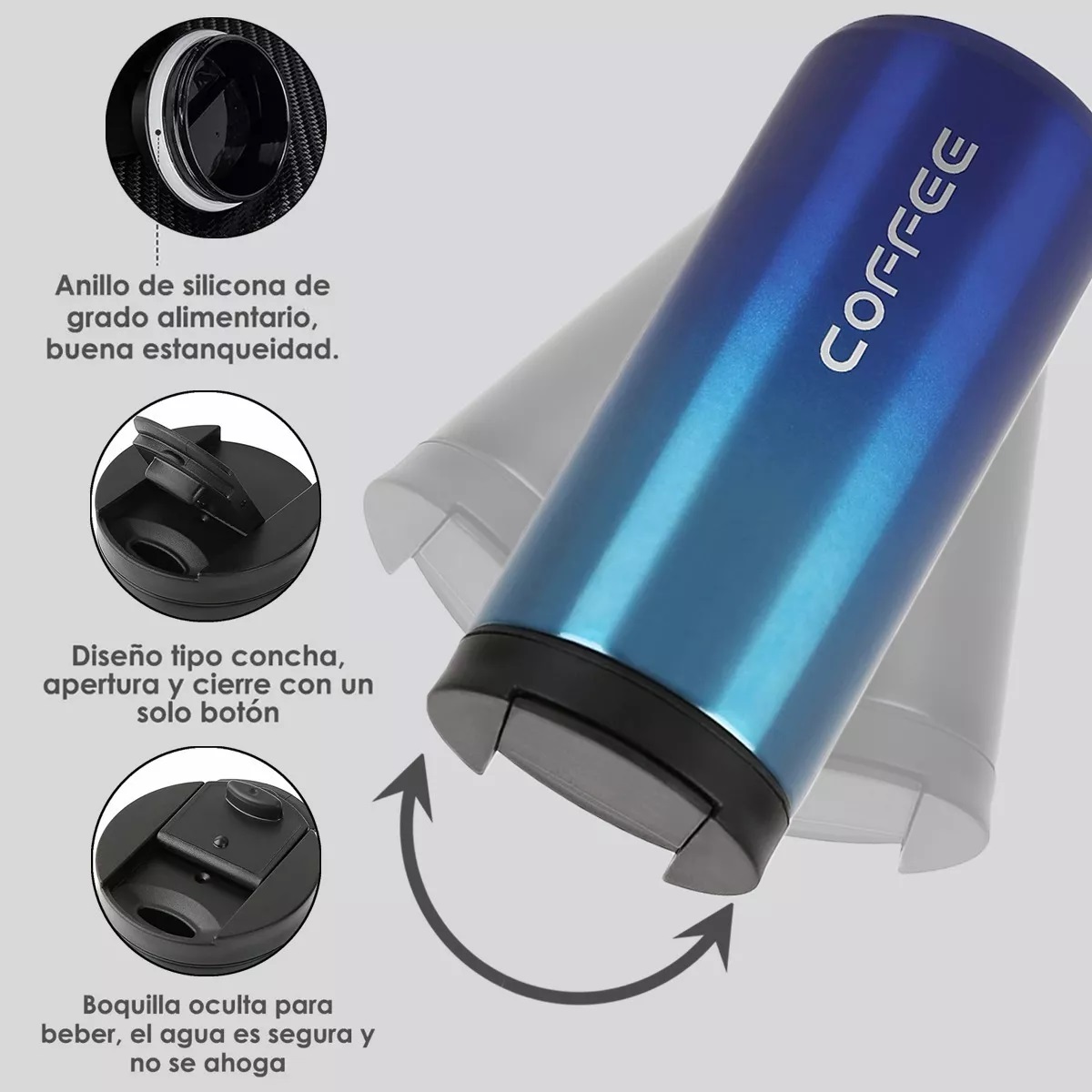 Vaso Termico Vino Café Te 400ml Acero Inoxidable W/calor/frí Color Azul