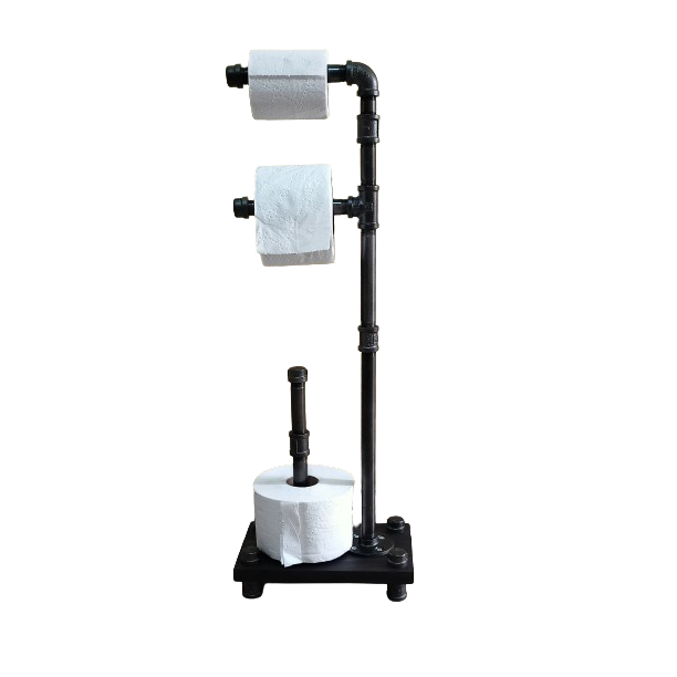 Porta Rollo De Papel Para Baño De Piso Con Base De Madera