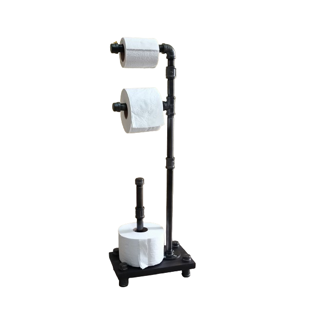 Porta Rollo De Papel Para Baño De Piso Con Base De Madera