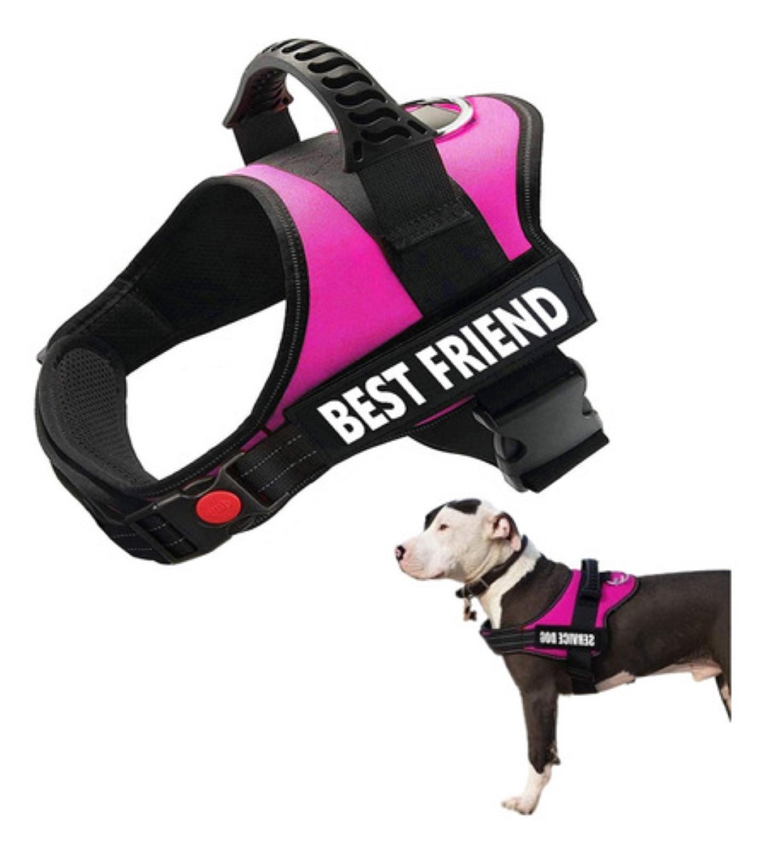 Arnés Pecheras De Entrenamiento Para Perros Talla L, Fiusha con Negro