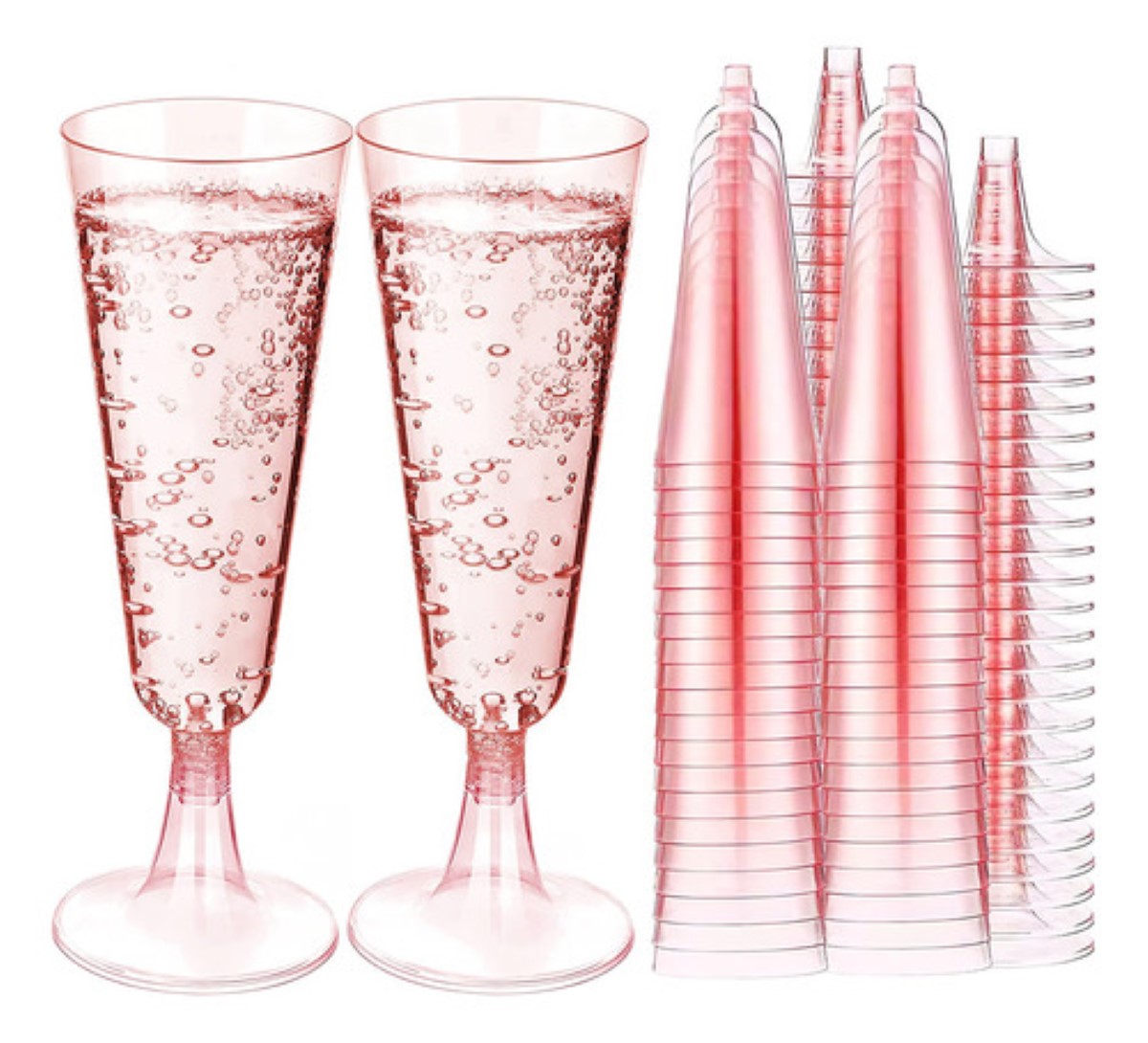 Copas Plastico Fiesta Elagantes Champagne Rosa 50 Piezas rosa 