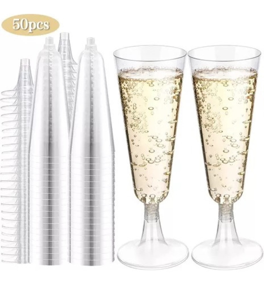 Copas Desechables Vino, Postres Plástico Premium 50 Piezas trasparante