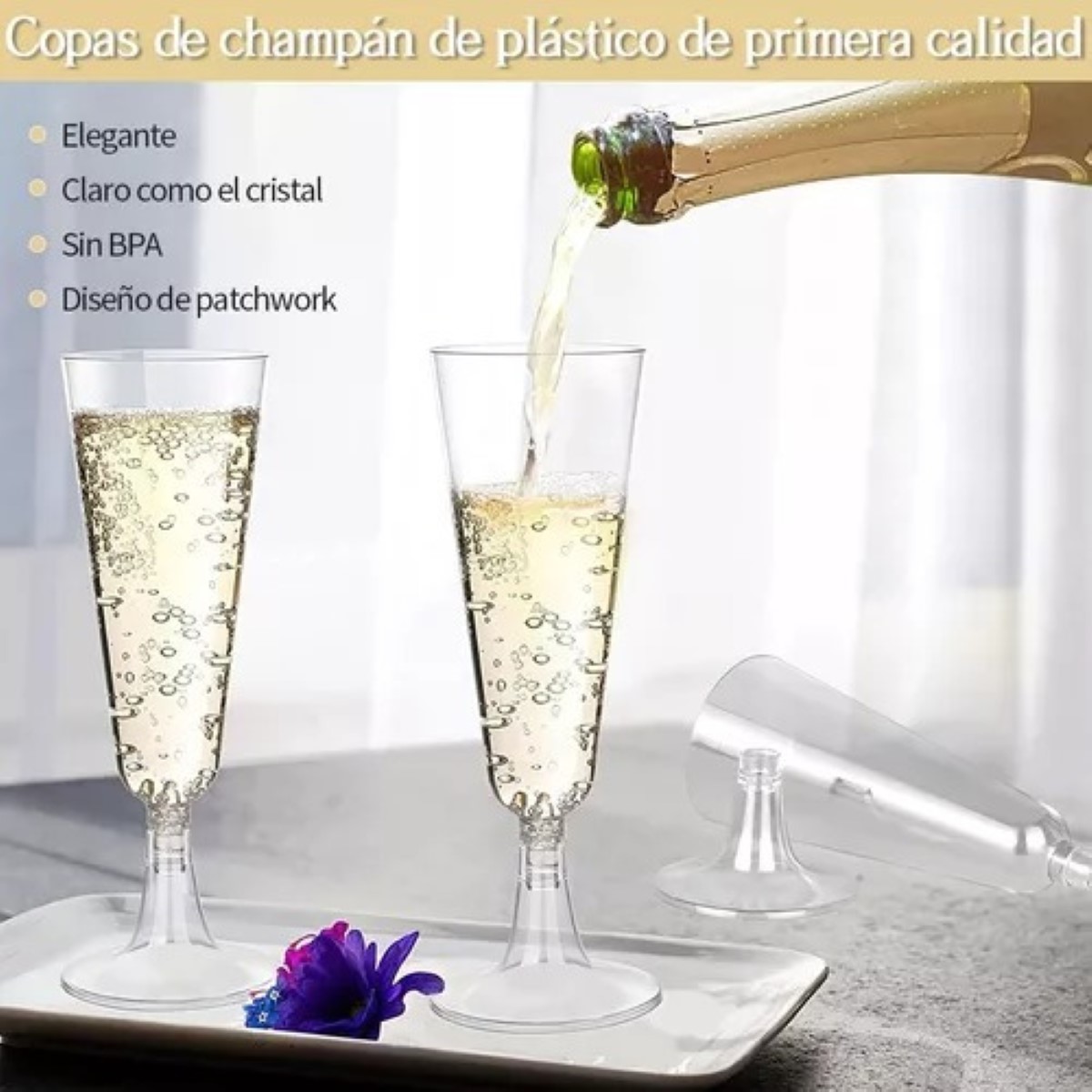 Copas Desechables Vino, Postres Plástico Premium 50 Piezas trasparante 