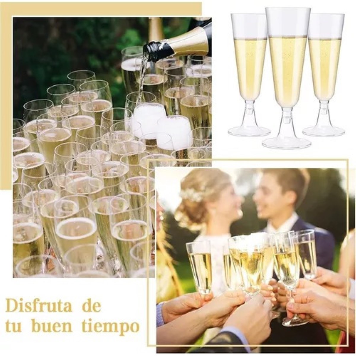 Copas Desechables Vino, Postres Plástico Premium 50 Piezas trasparante