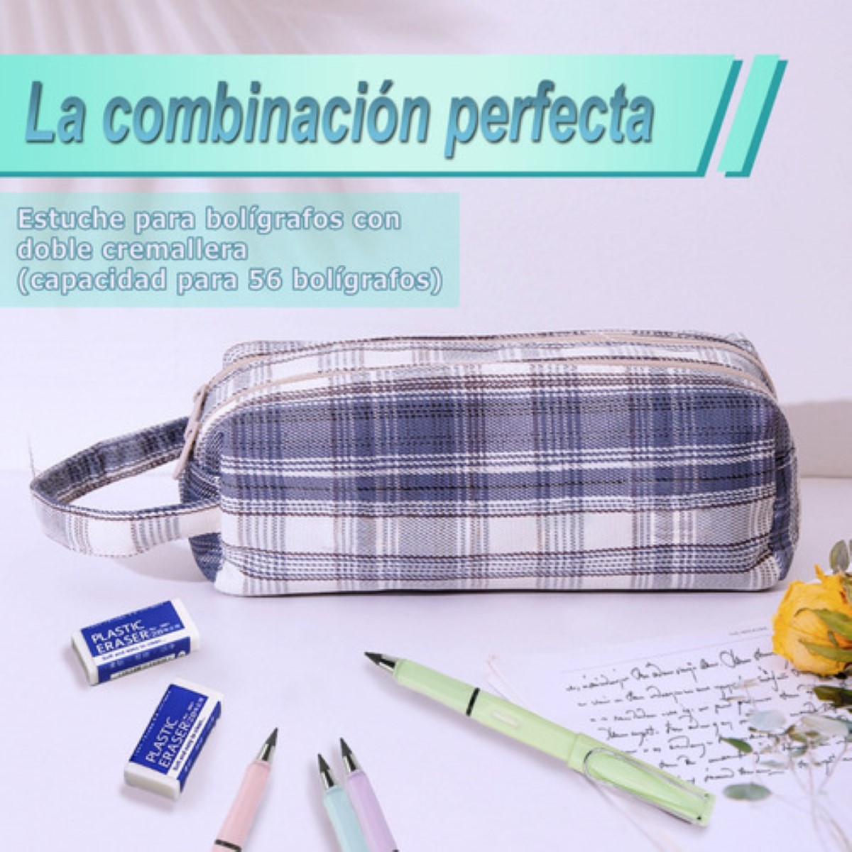 Estuche Para Lapices Doble Capa Organizadoras Morado