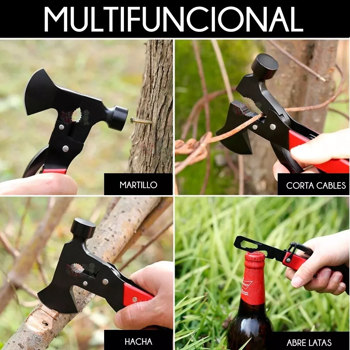 Multiherramienta Portatil Martillo Y Hacha 14 En 1 Con Funda