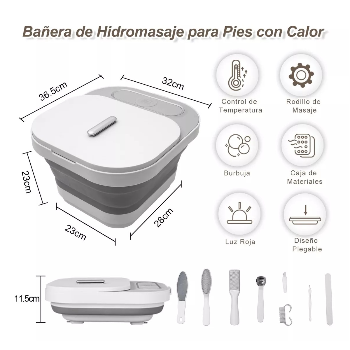 Tina Spa Para Pies Electrica Baño De Pies Plegable Burbujas