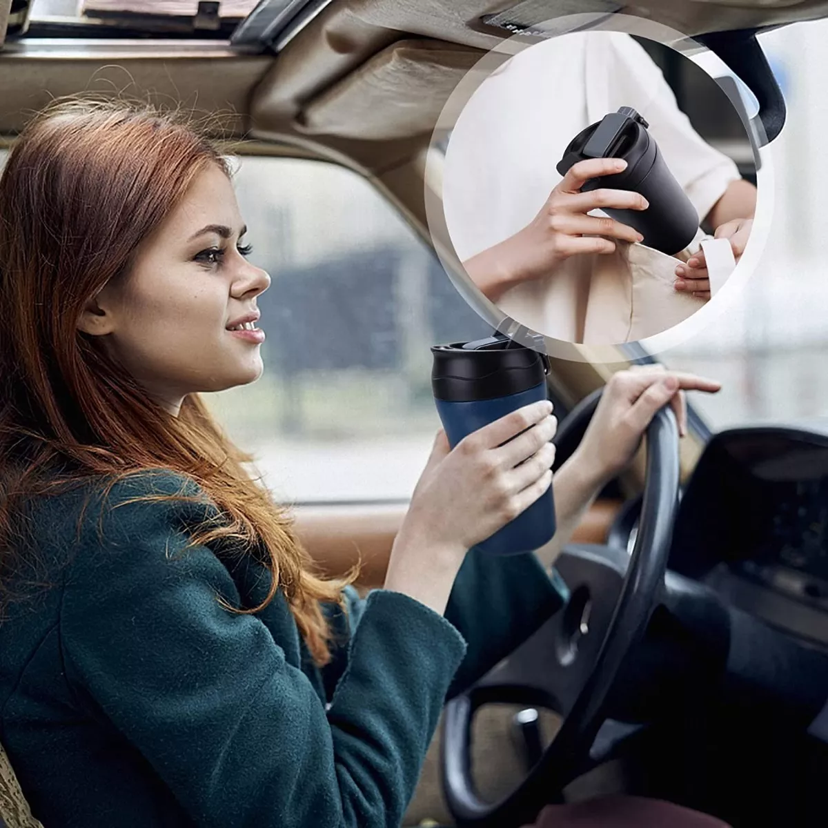 Termo Café Portátil Vaso Térmico De Acero Inoxidable 400ml Azul