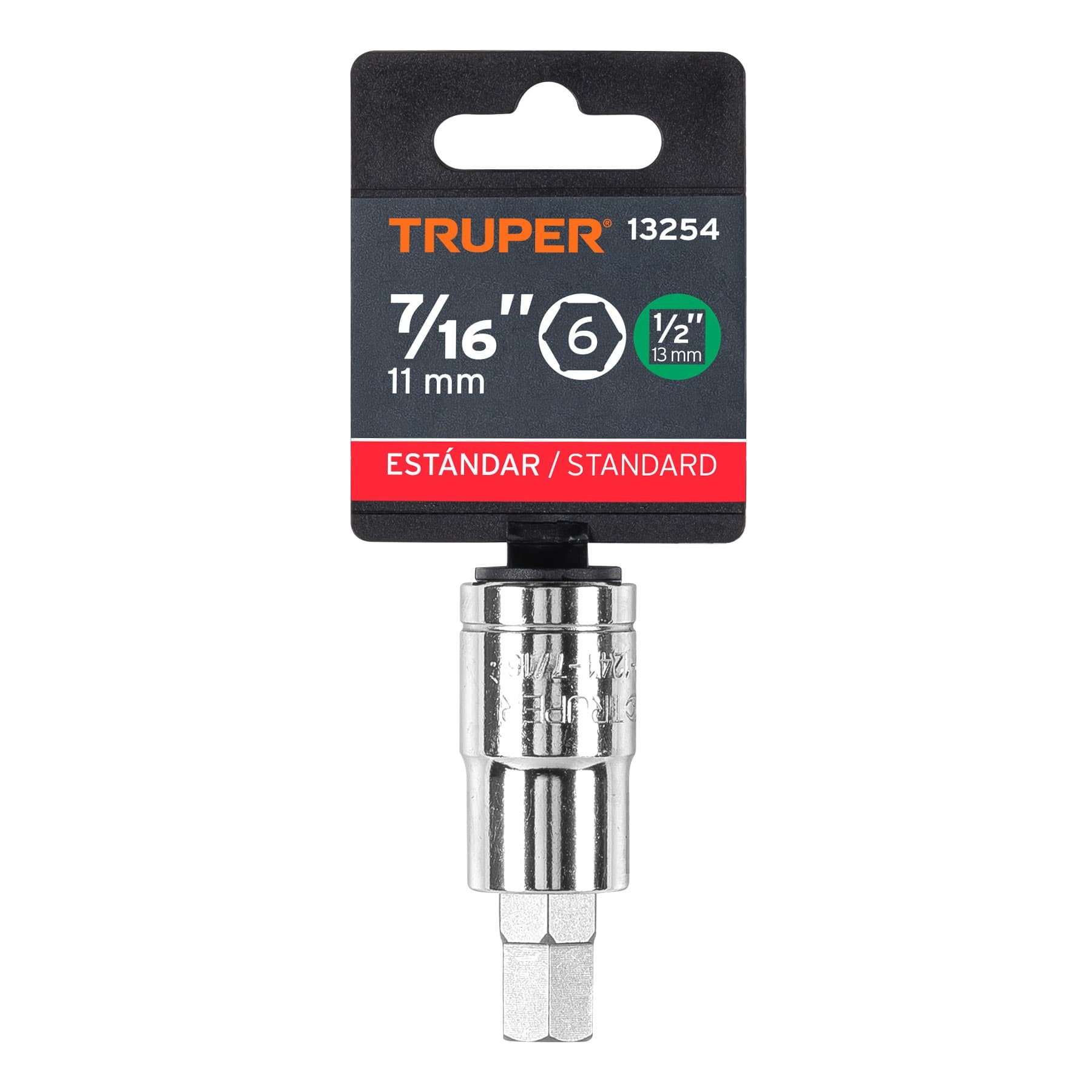 DADO PUNTA HEXAGONAL DE 7/16", CUADRO 1/2", TRUPER 13254