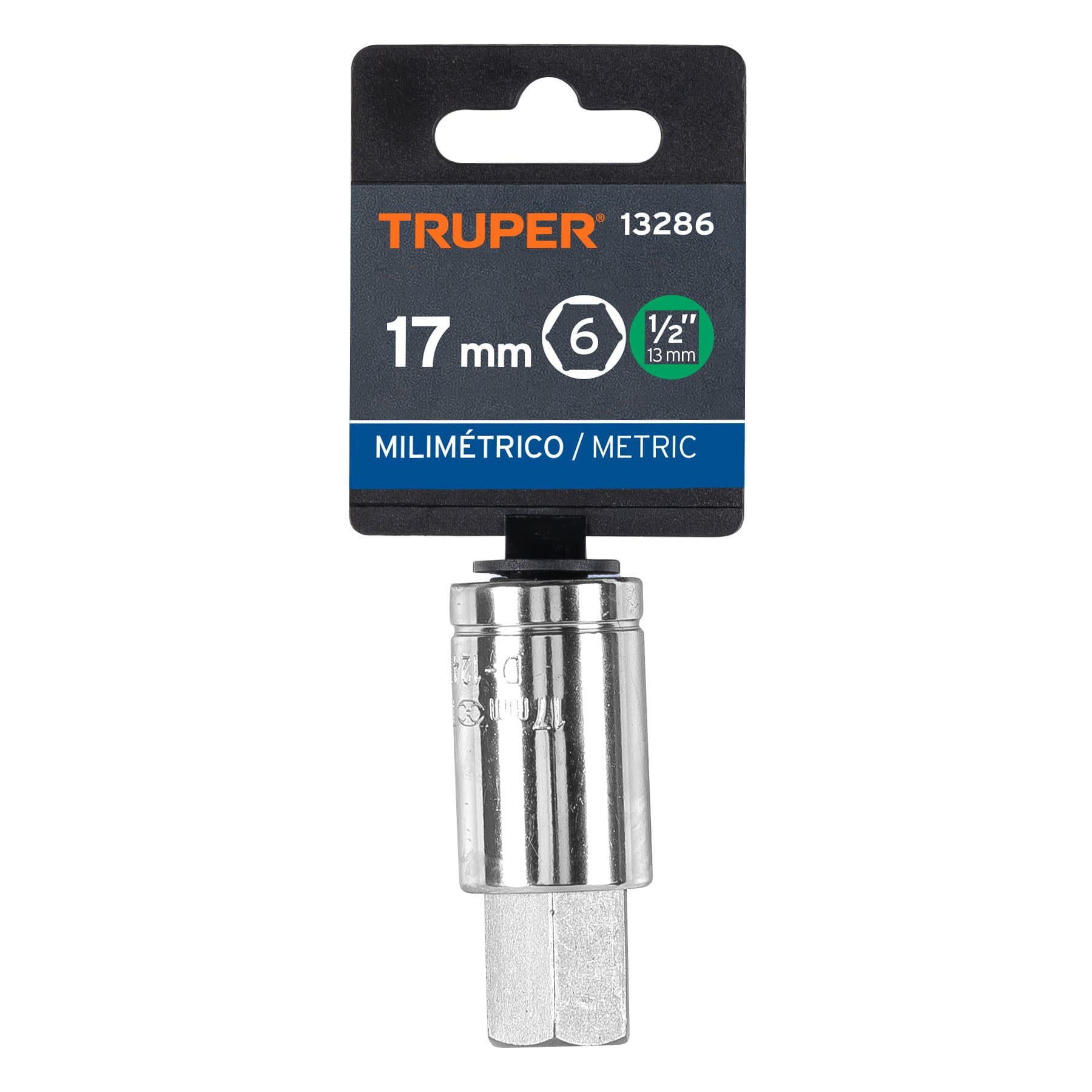 DADO PUNTA HEXAGONAL DE 17 MM, CUADRO 1/2", TRUPER 13286