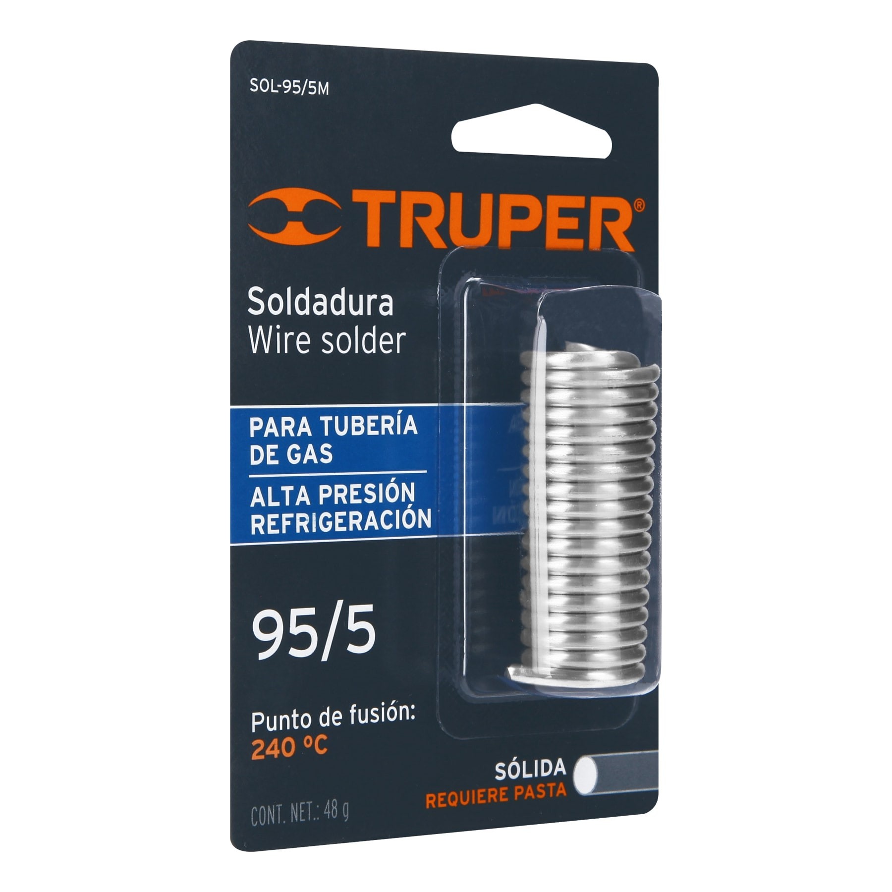 MINI SOLDADURA SÓLIDA 95/5 PARA TUBERÍA DE GAS, 48 G TRUPER 13289