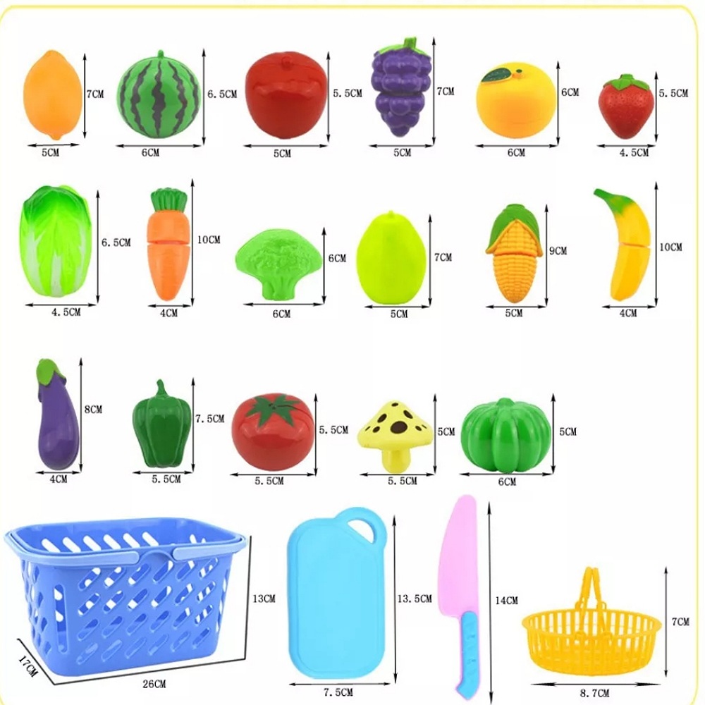 Set 23 Juguetes De Cocina Para Niños Corta Frutas Verduras