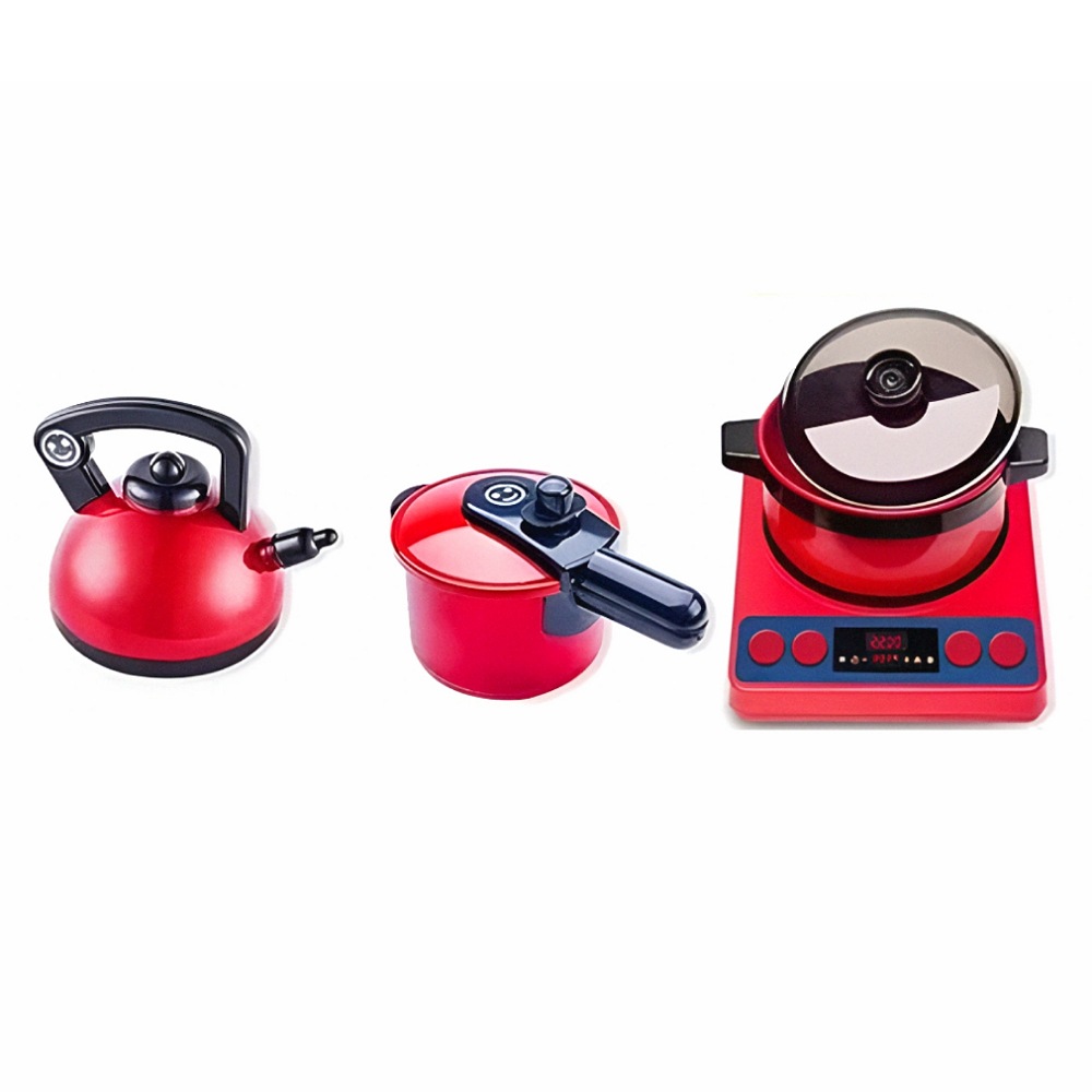 61pzs Juguetes De Cocina Para Ninos Utensilios Cocina Comida Color Rojo