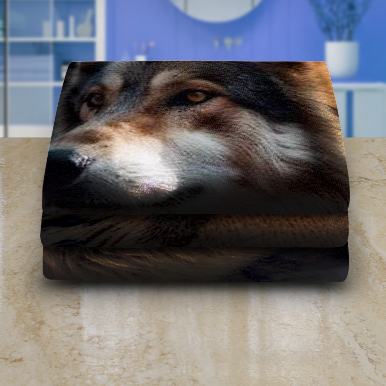 Set 3 Toallas De Baño Diseño Lobo Tigre y Leon Microfibra de Poliéster Suave Absorbente Secado Rápido Multiuso.