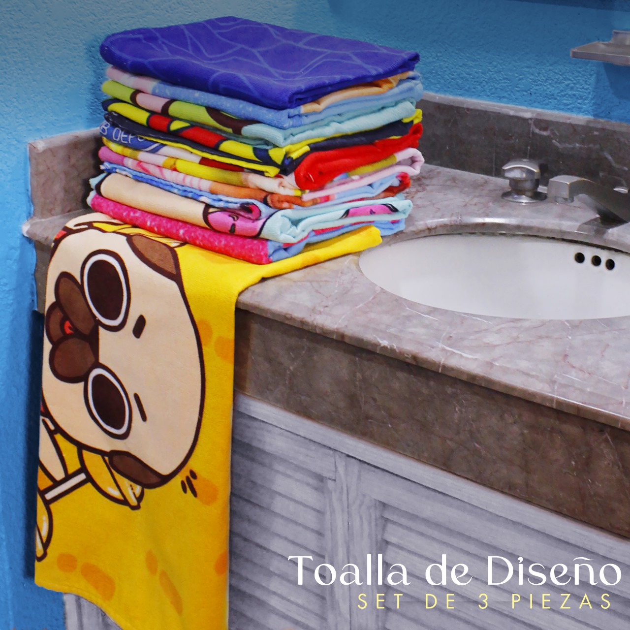 Set 3 Toallas De Baño Diseño Lobo Tigre y Leon Microfibra de Poliéster Suave Absorbente Secado Rápido Multiuso.