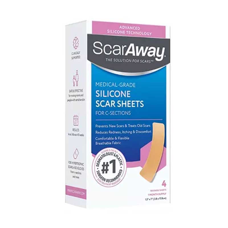 Parches de Silicon ScarAway Elimina Cicatrices de Cesareas 4pzs