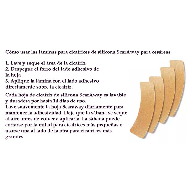 Parches de Silicon ScarAway Elimina Cicatrices de Cesareas 4pzs